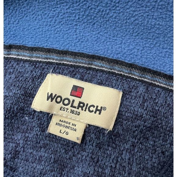 Woolrich Mens Fleece Pullover Half Quarter Zip Sweater Jacket L Blue Sweatshirt - Picture 4 of 5